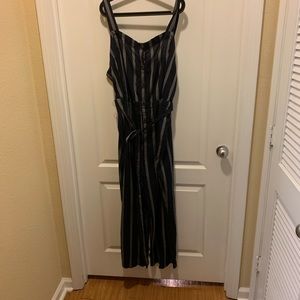 Ava and Viv Navy Striped Square Neck Jumpsuit